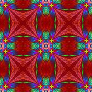 Symmetrical multicolored flower pattern in stained-glass window N8