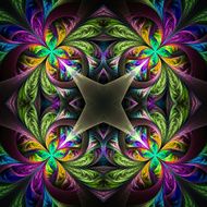 Symmetric multicolored fractal tracery Collection - frosty pattern N2