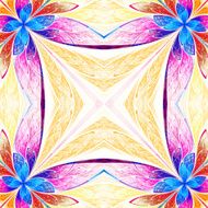 Symmetrical flower pattern in stained-glass window style N5