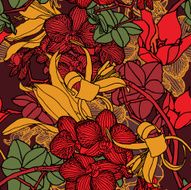 Seamless pattern with flowers orchids N10