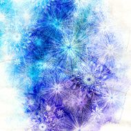 winter watercolor background with snowflakes