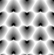 Art continuous geometric background with graphic lines and romantic hearts
