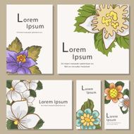 Set of invitation card templete with flower
