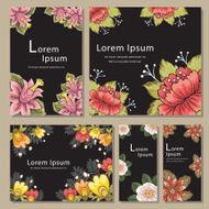 Set of invitation card templates with flower