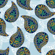 Floral paisley vector colorful ornate seamless pattern Seamless pattern