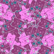 Seamless cute kitten cat background pattern Vector N2