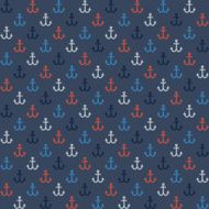 Seamless navy style pattern with colorful anchors