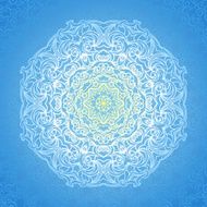White circle ornament on blue backdrop N4