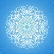 White circle ornament on blue backdrop N5