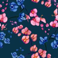 Orchids blue pattern