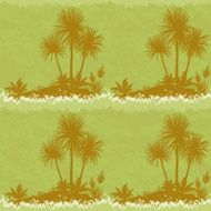 Seamless Landscape Palms and Plants Silhouettes