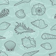 Decorative vector seamless pattern of sea shells