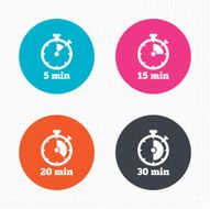 Timer icons Five minutes stopwatch symbol