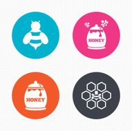 Honey icon Honeycomb cells with bees symbol N5
