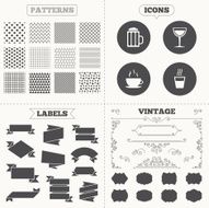 Drinks signs Coffee cup glass of beer icons N12