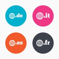 Top-level domains signs De It Es and Fr N2