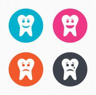 Tooth happy sad and crying face icons