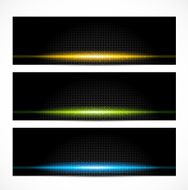 Set of bright glowing banners