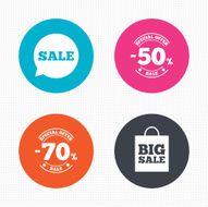 Sale speech bubble icon Big sale shopping bag N9