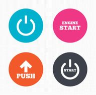Power icons Start engine symbol Push arrow N2