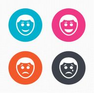 Human smile face icons Happy sad cry