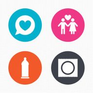 Condom safe sex icons Lovers couple sign N2