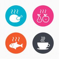 Hot food icons Grill chicken and fish symbols N2