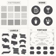 Drinks signs Coffee cup glass of beer icons N13