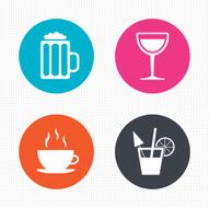 Drinks signs Coffee cup glass of beer icons N14