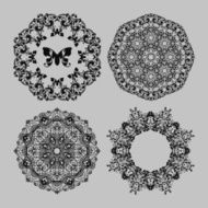 Abstract vector circle floral ornamental border N3