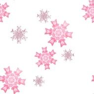 Seamless pink snowflake pattern on white background