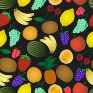 colorful various fruit summer seamless dark pattern eps10