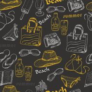 Seamless pattern with summer elements on dark background N2