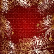 Retro card with golden flowers and place for text