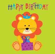 Birthday with lion king illustrator design N2