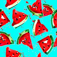seamless pattern of watercolor watermelon N2
