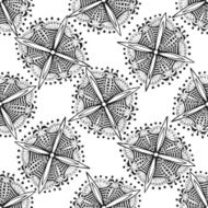 Vector ornamental background with zentangle flowers Black and white N2