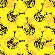 The vector seamless pattern with funny doodle owls background