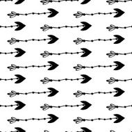 Hand drawn trend seamless pattern with black arrow Vector background