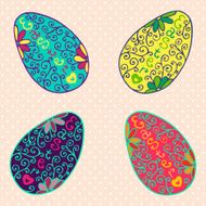 Easter eggs set in doodle style with lettering - N2