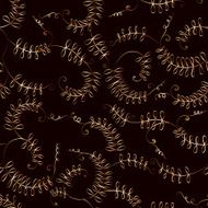 Seamless pattern with golden curly floral tracery N2