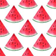 Vector seamless watercolor hand drawn watermelon pattern N4