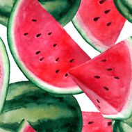 Vector seamless watercolor hand drawn watermelon pattern N5