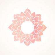 Watercolor pink frame with lotus flower pattern Vector element