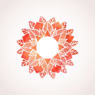 Watercolor red frame with lace floral pattern Vector element