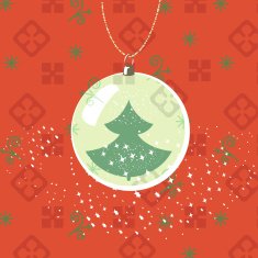 Christmas New Year greeting card Ball with new year tree
