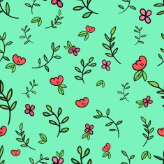 Seamless pattern flowers leaves branches