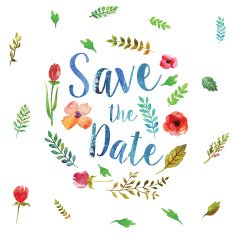 Watercolor leaves wedding invitation