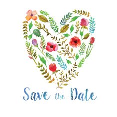 Heart of watercolor leaves wedding invitation
