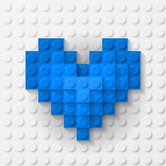 Blue heart made of construction kit